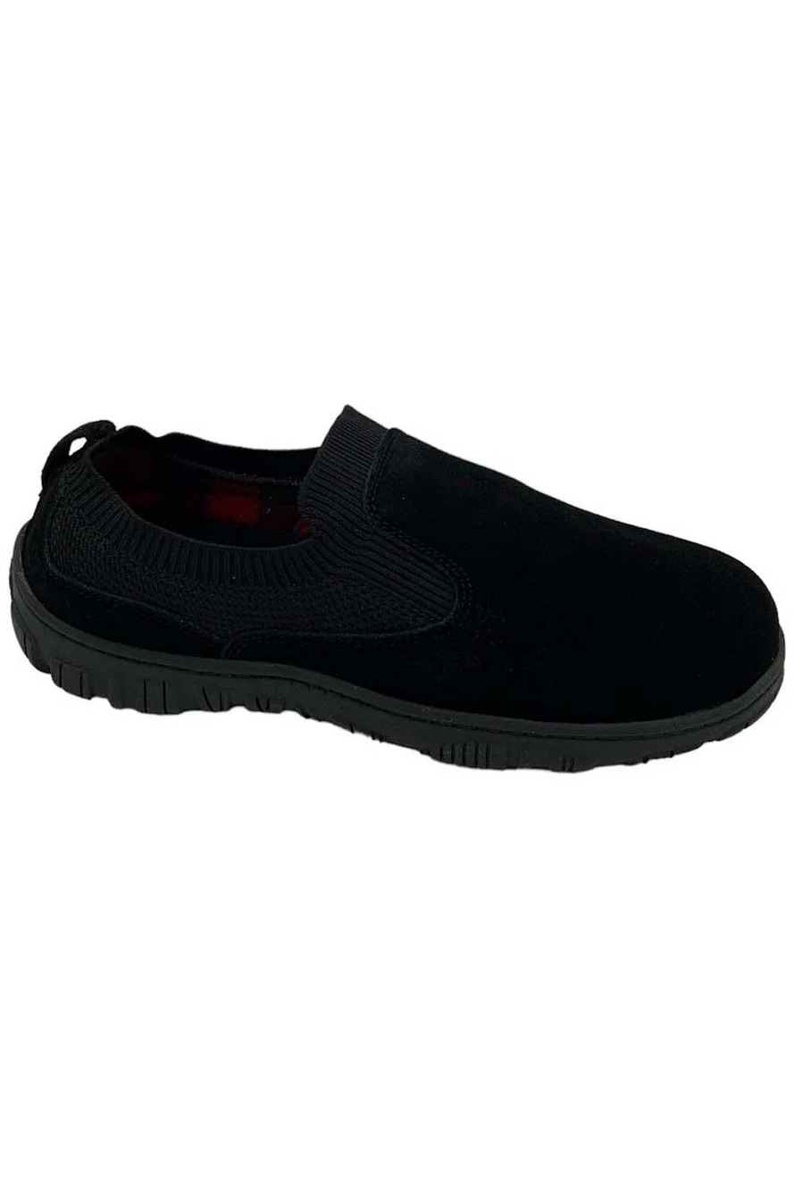 Clarks Men's Suede Flannel-Lined Slippers Black - Medium